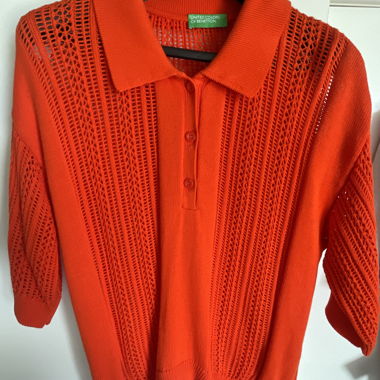 Orange knit polo shirt never worn