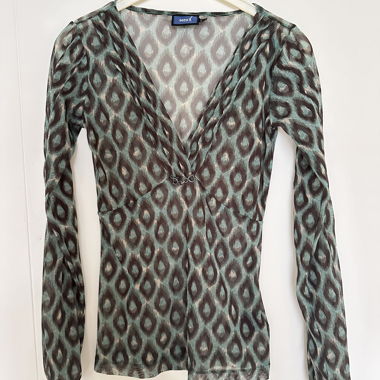 MEXX y2k Mesh Blouse sheer geometric S  