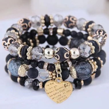 Set mit 4 Armbändern (fabrikneu) schwarz/grau