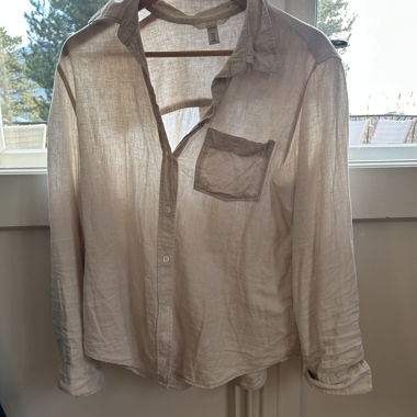 Beige Long-Sleeve Linen Shirt