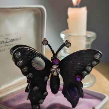 Broche Papillon Vintage avec Pierres et Cristaux