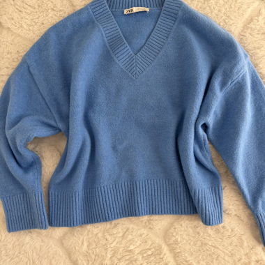 Maglione Zara scollo a V blu