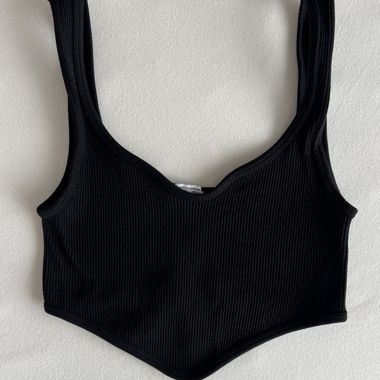 Top crop Zara a costine nero Gr. XS-S