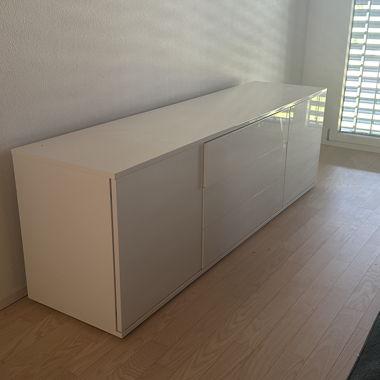 White sideboard with doors and drawers