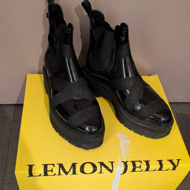 Lemon Jelly Fracnesca schwarze Plateforme-Stiefel 39