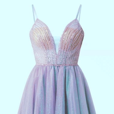 Cocktailkleid aus Tüll mit Glitter-Effekt in blau
