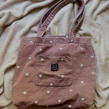 Cord Shopper with Heart Pattern