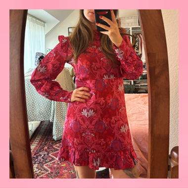 Zara Red Floral Satin Dress
