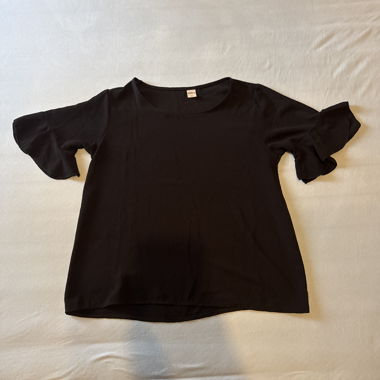 Black Top with Ruffle Sleeves