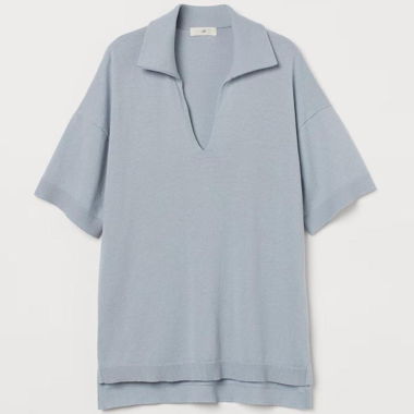 Polo in maglia H&M celeste, taglia S