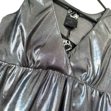 metalic silver black top blouse S 36 cubus