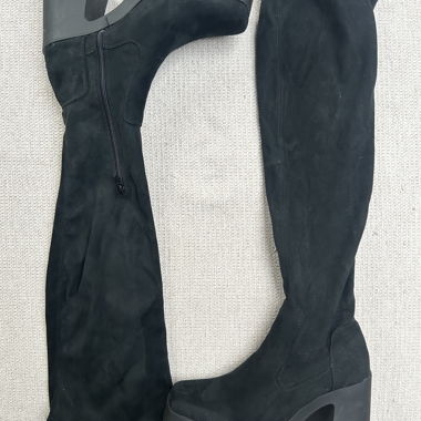 Overknee-Stiefel schwarz mit Plateauabsatz Grösse 41