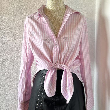 Chemise boutonnée à rayures rose Tally Weijl