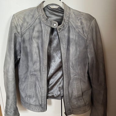 100% Lammnappa Promod graue Bikerjacke