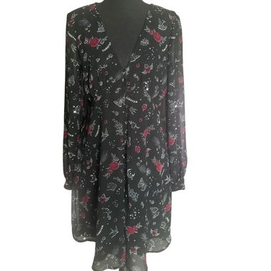 Midi black spring dress old school Print M