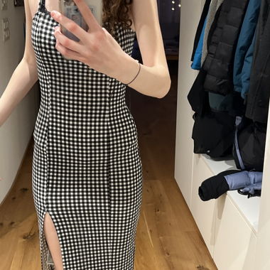 Robe longue à carreaux