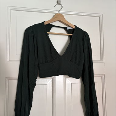 Dark Green Crop Top with Tie Band