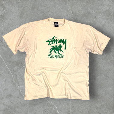 vintage stussy irie roots tee beige