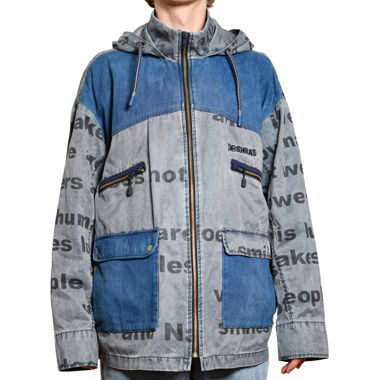 Veste en jean oversize à imprimé texte