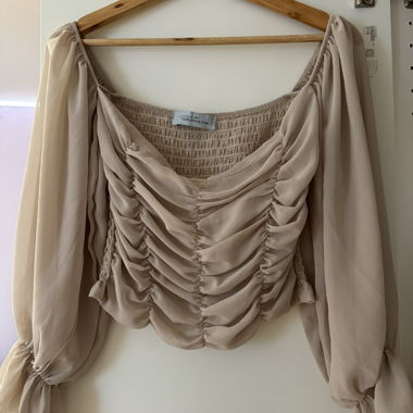 Cropped Long-Sleeve Top Size XS
