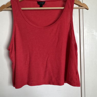 Topshop Top Corto Righe Rosso