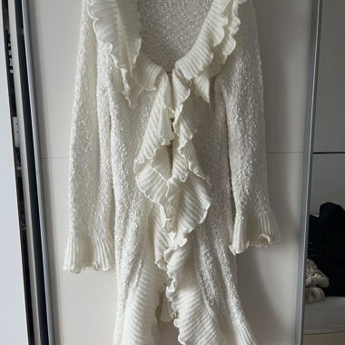 Langer Cardigan Fee Kleid Weiss Cottage