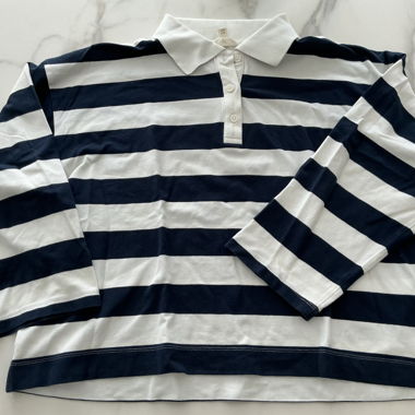 Striped Long-Sleeve Polo Shirt