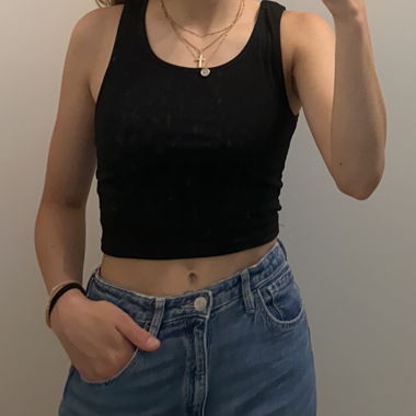 Crop Top gerippt in schwarz
