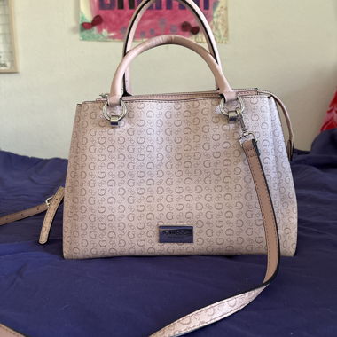 Pink Guess monogram handbag