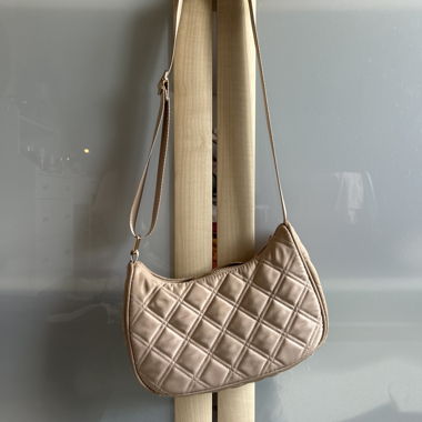 Beige quilted shoulder bag