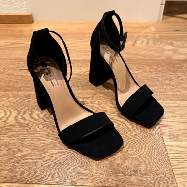 black open high heels