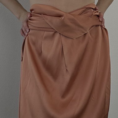 Nanushka orange silk shirt with tie top 