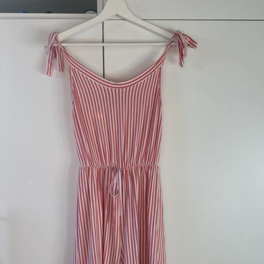 red and white striped jumpsuit
