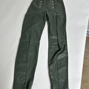 Green faux leather pants