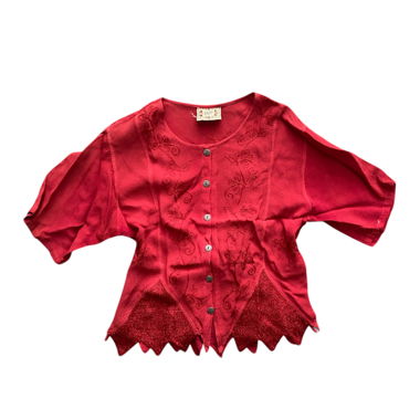 RED BOHO BLOUSE WITH EMBROIDERY