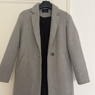 Bershka light grey wool-blend coat