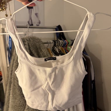 Crop Top Bianco Zara a Coste XS-S