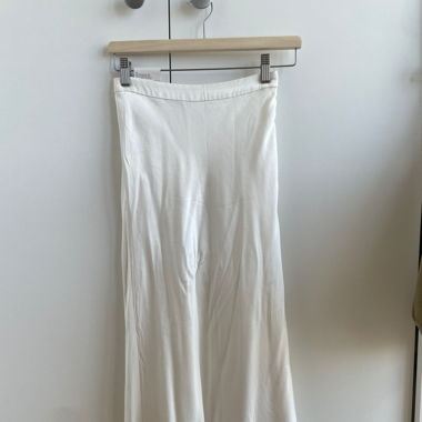 White silk midi skirt