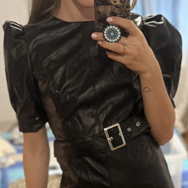 Vestito effetto pelle nero lucido mai usato