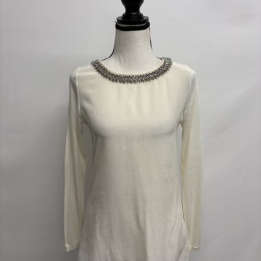 Blouse en soie avec perles et strass 34 crème
