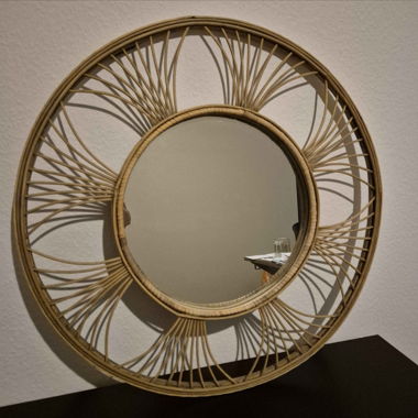 Round Rattan Wall Mirror