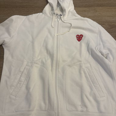 Hoodie zippé blanc CDG Play