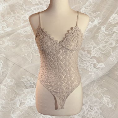Body beige in pizzo/Top canotta Romantic Flower lace 
