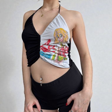 Anime halter crop top 2016 Y2K