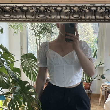 White Puff-Sleeve Top