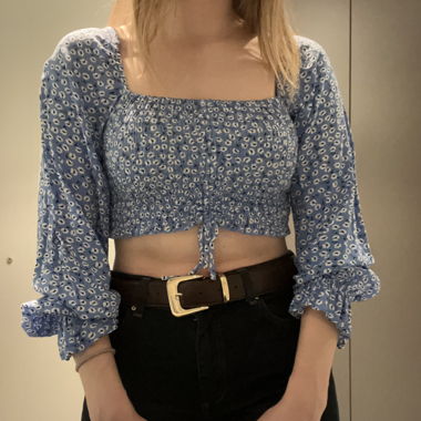 Blue Floral Crop Top