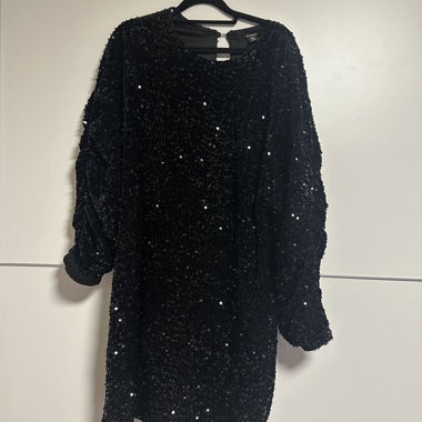 Black Sequin Dress with 3/4 Sleeves