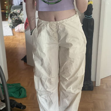 White parachute pants 