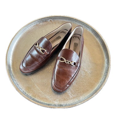 Brown Dress Shoes with Gold Buckle