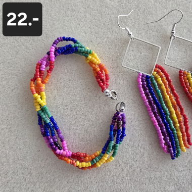 Bracelet & boucles d'oreilles perles de rocaille 
